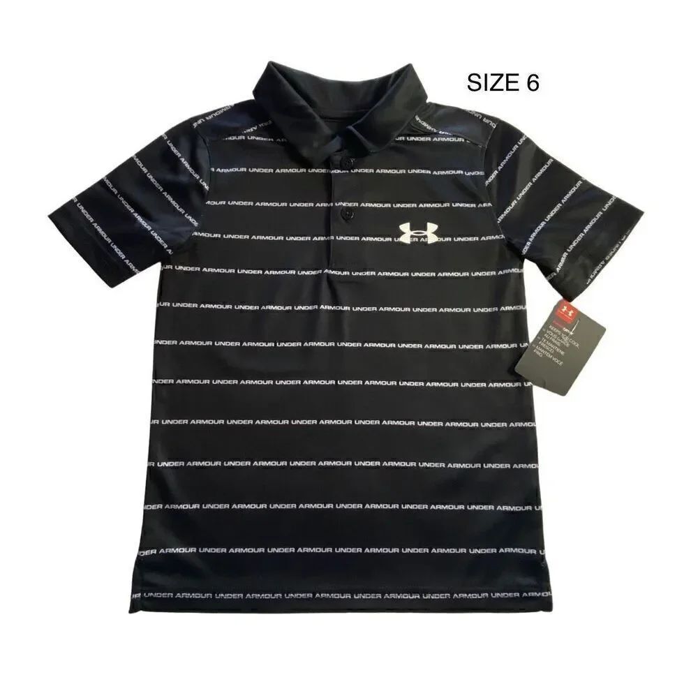 UNDER ARMOUR BOYS SIZE 6 WORDMARK STRIPED POLO